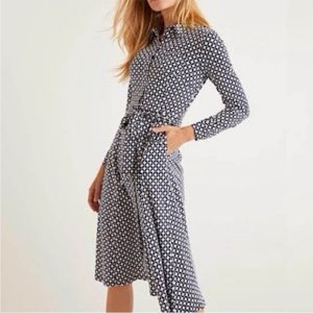 Boden Black and White Midi Dress
